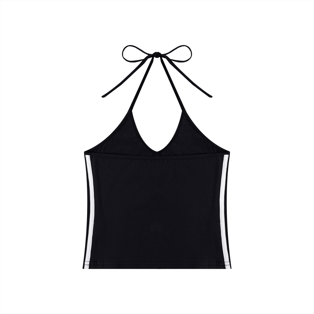 Noir Luxe Halter  Crop Tank Top