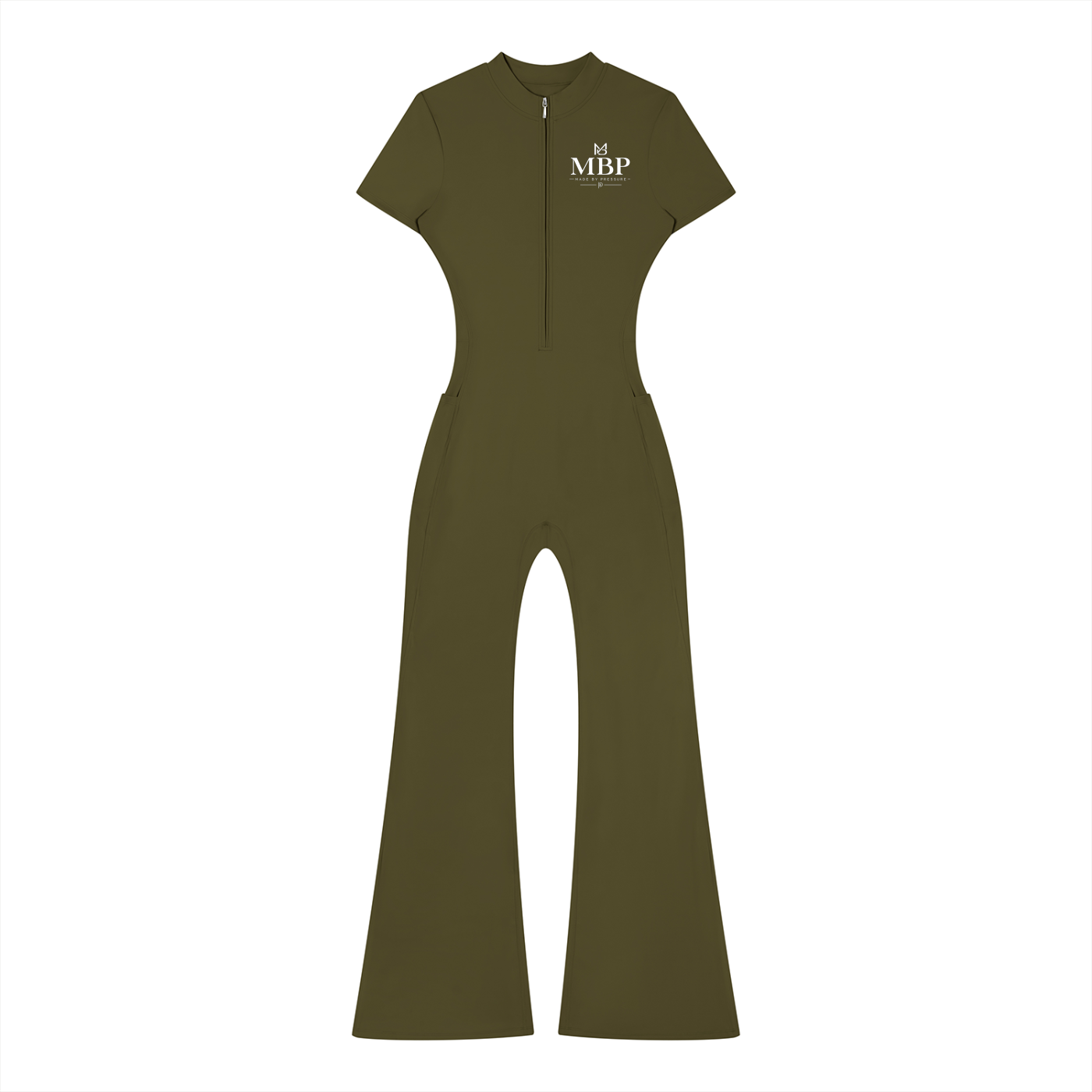 Women’s Tight Flared Leg Quarter-Zip Jumpsuit