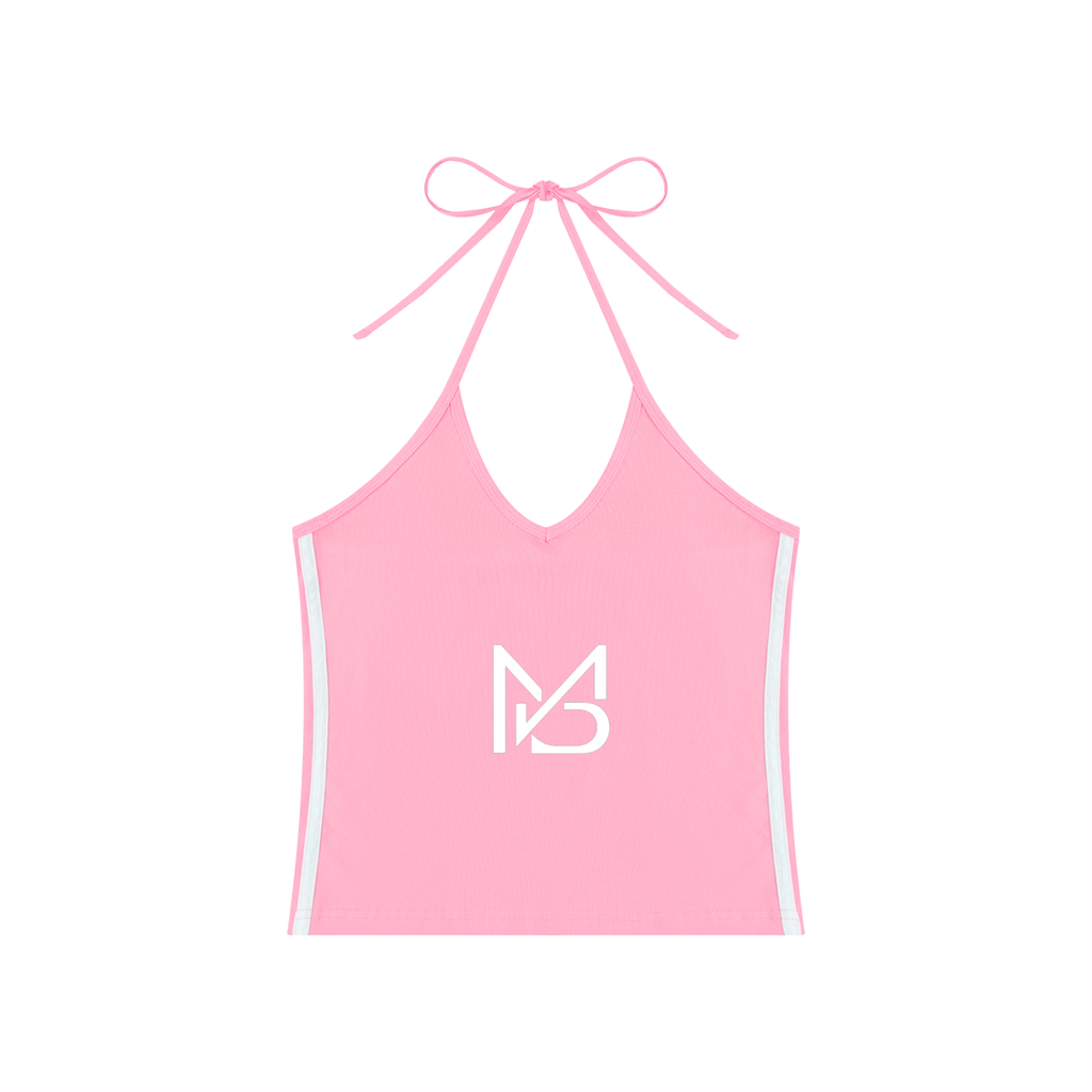 Noir Luxe Halter  Crop Tank Top