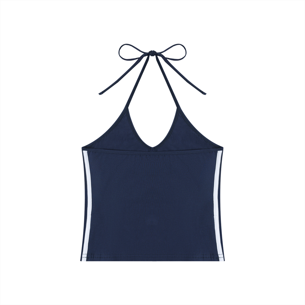 Noir Luxe Halter  Crop Tank Top